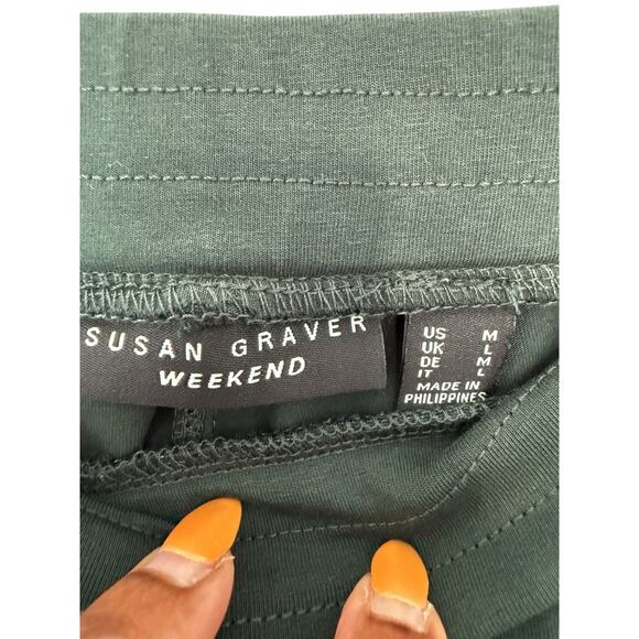 Susan Graver Weekend Regular Premium Stretch Slim Leg Pant Green Pull On Medium - Picture 2 of 11